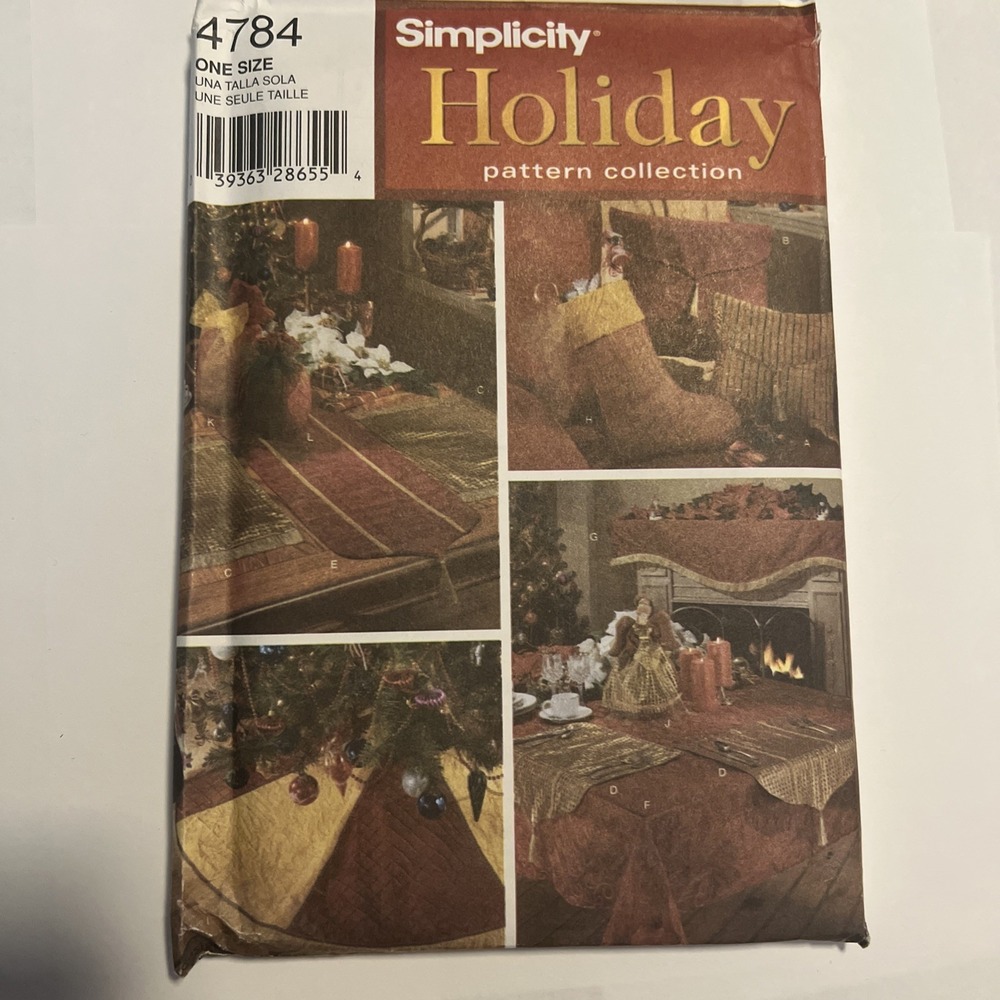 🌷Simplicity 4784 Christmas‎ Stocking Tree Skirt Runner  Angel Sewing Pattern UC